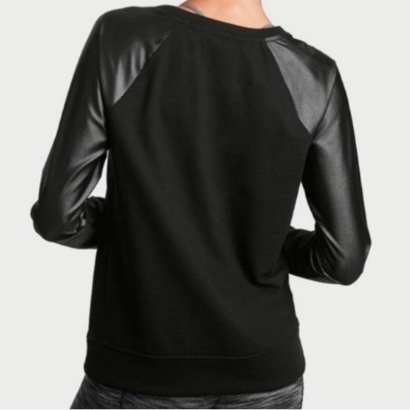 Victoria’s Secret Sport Faux Leather Sleeves Top - Picture 2 of 6